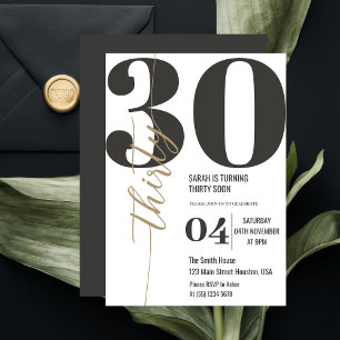 Moderne elegante Kalligraphie 30. Geburtstag Einladung
