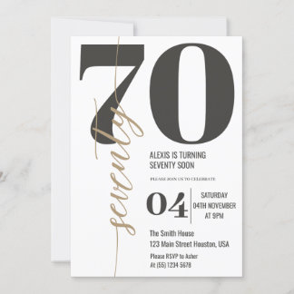 Moderne Elegante Kalligraphie 70. Geburtstag Einladung