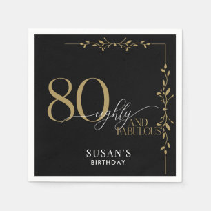 Moderne elegante Kalligraphie 80. Geburtstag Serviette