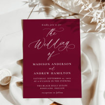 Moderne elegante Kalligraphie Burgundy Wedding