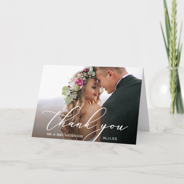 Moderne Elegante Kalligraphie eingewickelt Dankeskarte (Vorderseite)