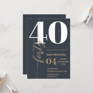 Moderne elegante Kalligraphie FORTY 40. Geburtstag Einladung