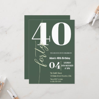 Moderne elegante Kalligraphie FORTY 40. Geburtstag Einladung