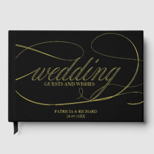 Moderne elegante Kalligraphie-Hochzeit Gästebuch