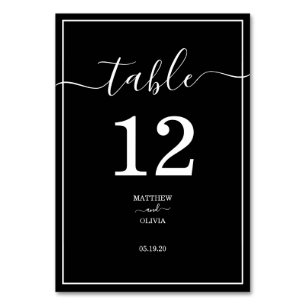 Moderne elegante Kalligraphie-Hochzeit Tischnummer