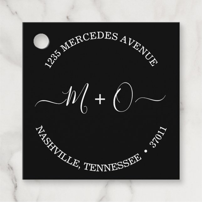 Moderne elegante Kalligraphie Monogram Wedding Geschenkanhänger (Vorderseite)