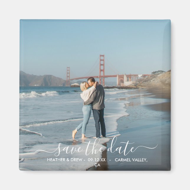 Moderne elegante Kalligraphie Save the Date Weddin Magnet (Vorne)