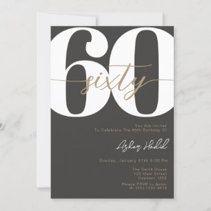 Moderne Elegante Kalligraphie SIXTY 60. Geburtstag Einladung