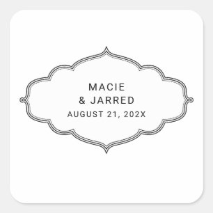 Moderne Elegante Klassik Minimalistisch Quadratischer Aufkleber