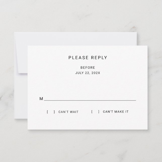 Moderne Elegante Klassik Minimalistisch RSVP Karte (Vorderseite)