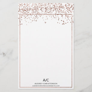 Moderne, elegante klassische Monogramm-Rose-Goldko Briefpapier