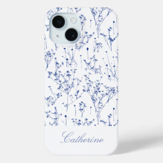 Moderne elegante königsblaue Wildblumen-Toile Case-Mate iPhone Hülle