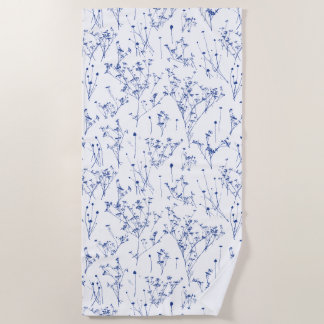 Moderne elegante königsblaue Wildblumen-Toile Strandtuch