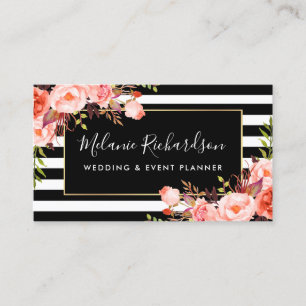 Moderne, elegante Korallenflora Visitenkarte