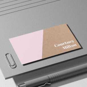 Moderne elegante Kraft Paper Rose White Geometric Visitenkarte
