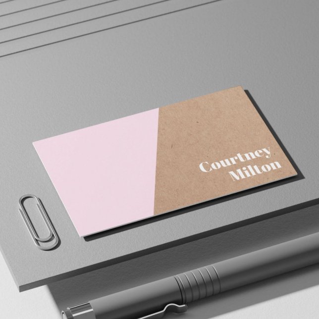 Moderne elegante Kraft Paper Rose White Geometric Visitenkarte (Von Creator hochgeladen)