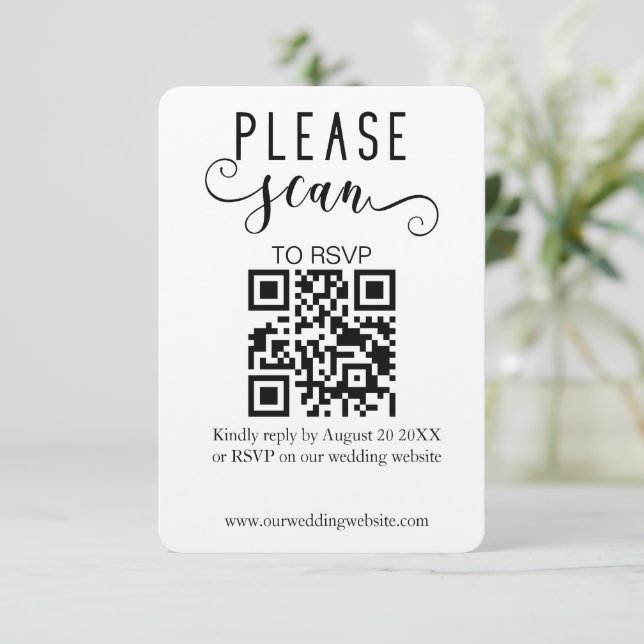 Moderne, elegante Kraft QR Code UAWG Wedding Begleitkarte (Stehend Vorderseite)