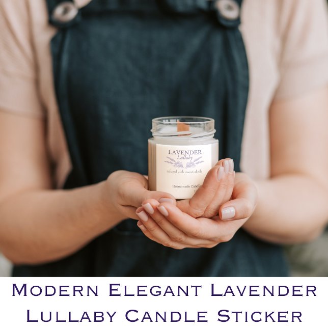 Moderne Elegante Lavendel Lullaby Candle Quadratischer Aufkleber (Modern Elegant Lavender lullaby Candle Square Sticker)