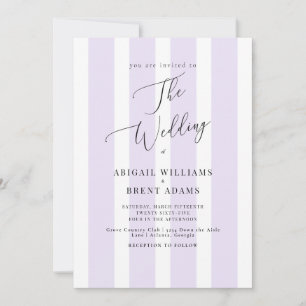 Moderne & Elegante Lavendel-Streifen-Hochzeit II Einladung