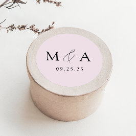 Moderne elegante Lavender Monogram Wedding Runder Aufkleber