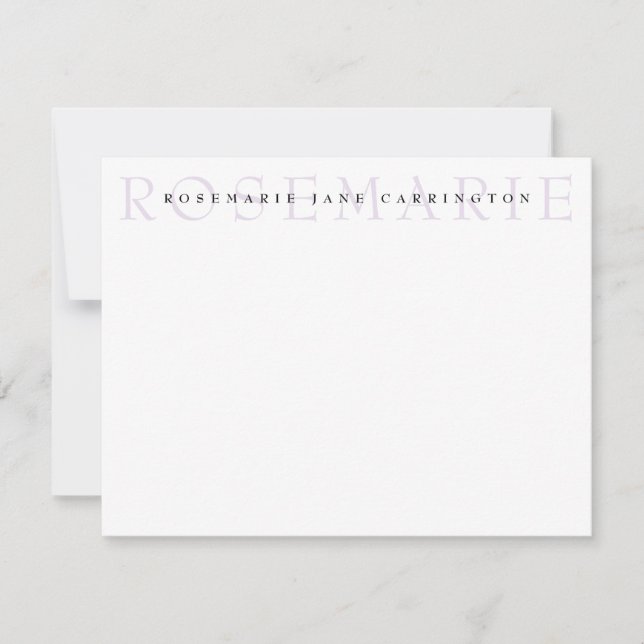 Moderne Elegante Lavender Personalisiert Stationer Mitteilungskarte (Vorderseite)