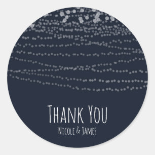 Moderne Elegante Lichterfolge Blaue Feier Runder Aufkleber