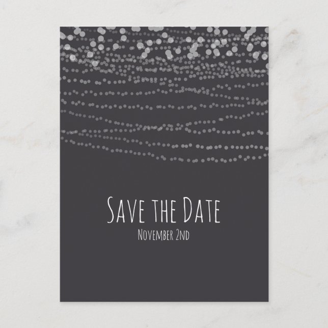 Moderne Elegante Lichterfolge Save the Date Ankündigungspostkarte (Vorderseite)