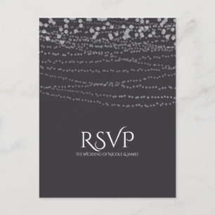 Moderne elegante Lichterkette Hochzeit RSVP Einladungspostkarte