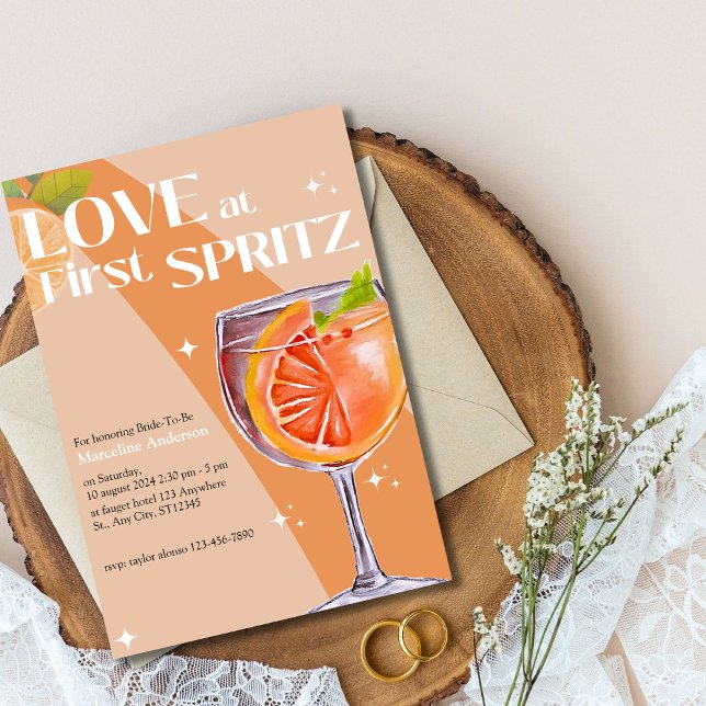 Moderne Elegante Liebe im First Spritz Brautparty Einladung (Invitation)