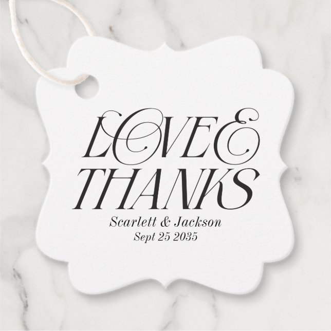 Moderne Elegante Liebe und dank Kalligrafie Script Geschenkanhänger (Vorderseite)