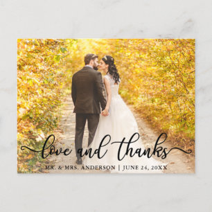 Moderne elegante Liebe und Dankbarkeit Hochzeits Postkarte