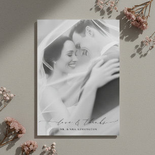 Moderne elegante Liebes- und Dankes-Foto-Hochzeit Dankeskarte