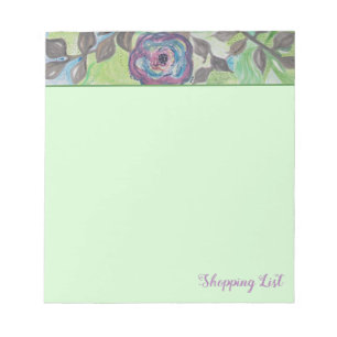 Moderne elegante lila Blumen-Einkaufsliste Notizblock