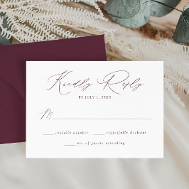 Moderne, elegante Lila Script-Hochzeit RSVP Karte