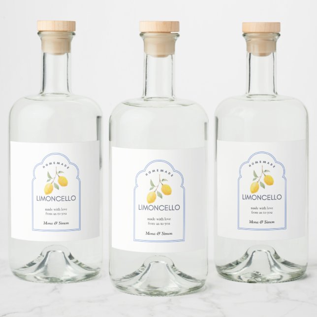 Moderne elegante Limoncello Hochzeitsflasche Alkoholflaschenetikett (Flaschen)
