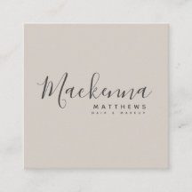 Moderne Elegante Linen Beige Personalisierter Name