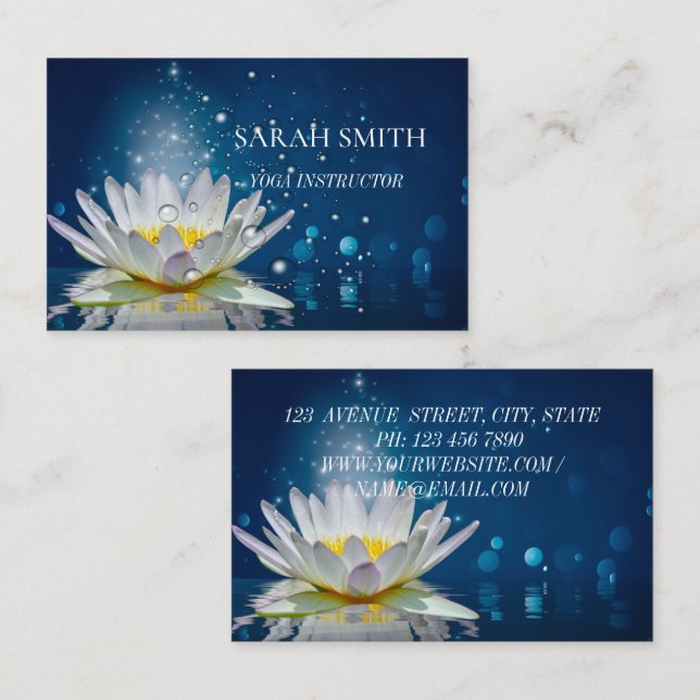 Moderne elegante Lotus Blume Business Card Visitenkarte (Vorne/Hinten)