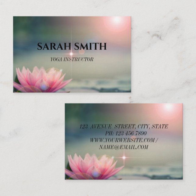 Moderne elegante Lotus Blume Business Card Visitenkarte (Vorne/Hinten)