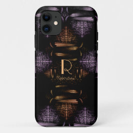 Moderne Elegante Luxuriöse Gold und Lila Monogramm Case-Mate iPhone Hülle