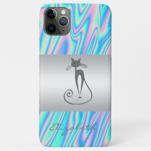Moderne Elegante Mädchenhaft, Katze Holografisch Case-Mate iPhone Hülle
