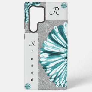 Moderne elegante Marbled Diamond Blume Aquamarin Samsung Galaxy Hülle