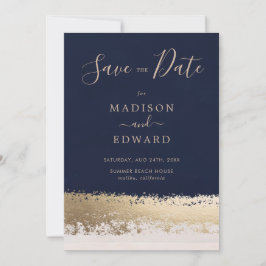 Moderne Elegante, Marine, Gold Foil Einladung