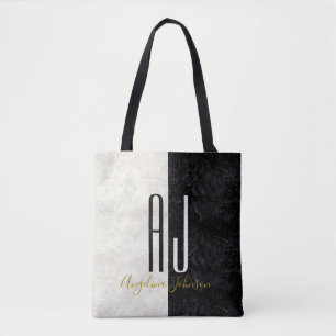 Moderne elegante Marmor Schwarz-Weiß-Monogramm