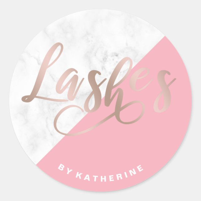 Moderne, elegante Marmor- und Rose-Goldlasche-Erwe Runder Aufkleber (Vorderseite)
