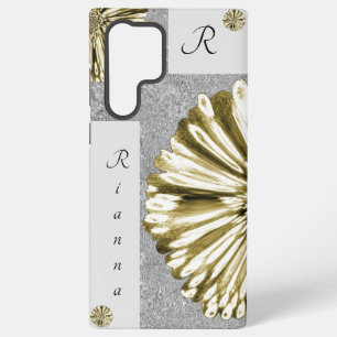 Moderne elegante Marmorplatte Diamond Blume Gold Samsung Galaxy Hülle