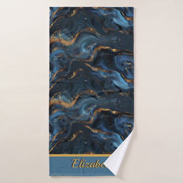 Moderne Elegante Marmorroute Imitats Gold Glitzer Badhandtuch Set (Badehandtuch)