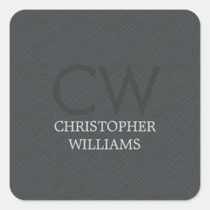 Moderne elegante Maskuline Textur Grau Monogramm Quadratischer Aufkleber