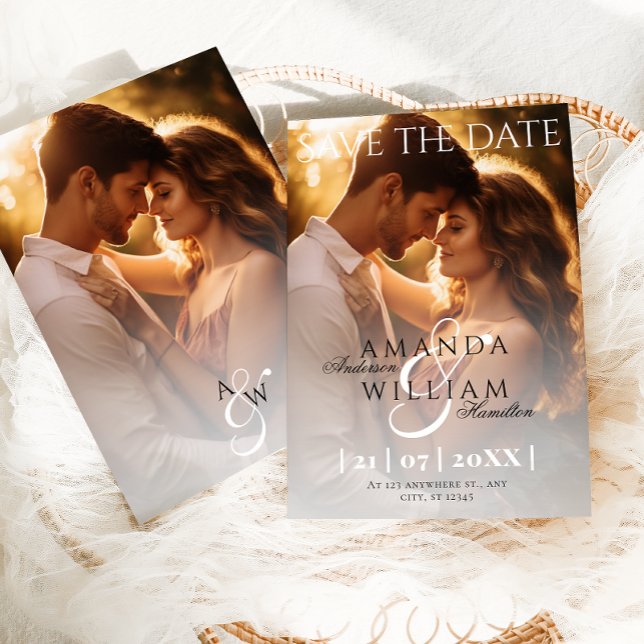 Moderne Elegante Minimale Foto Hochzeit Save The Date (Von Creator hochgeladen)