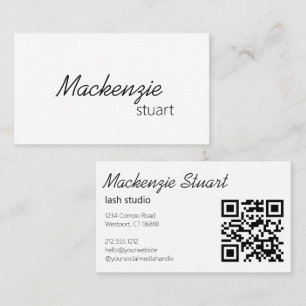 Moderne elegante minimale Haar-QR-Code-Schrift Visitenkarte