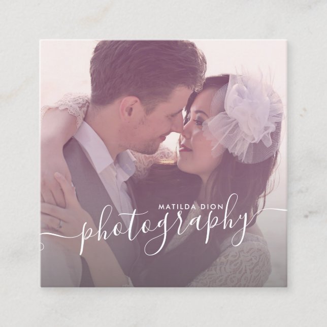 Moderne, elegante minimale und einfache Fotografie Quadratische Visitenkarte (Vorderseite)